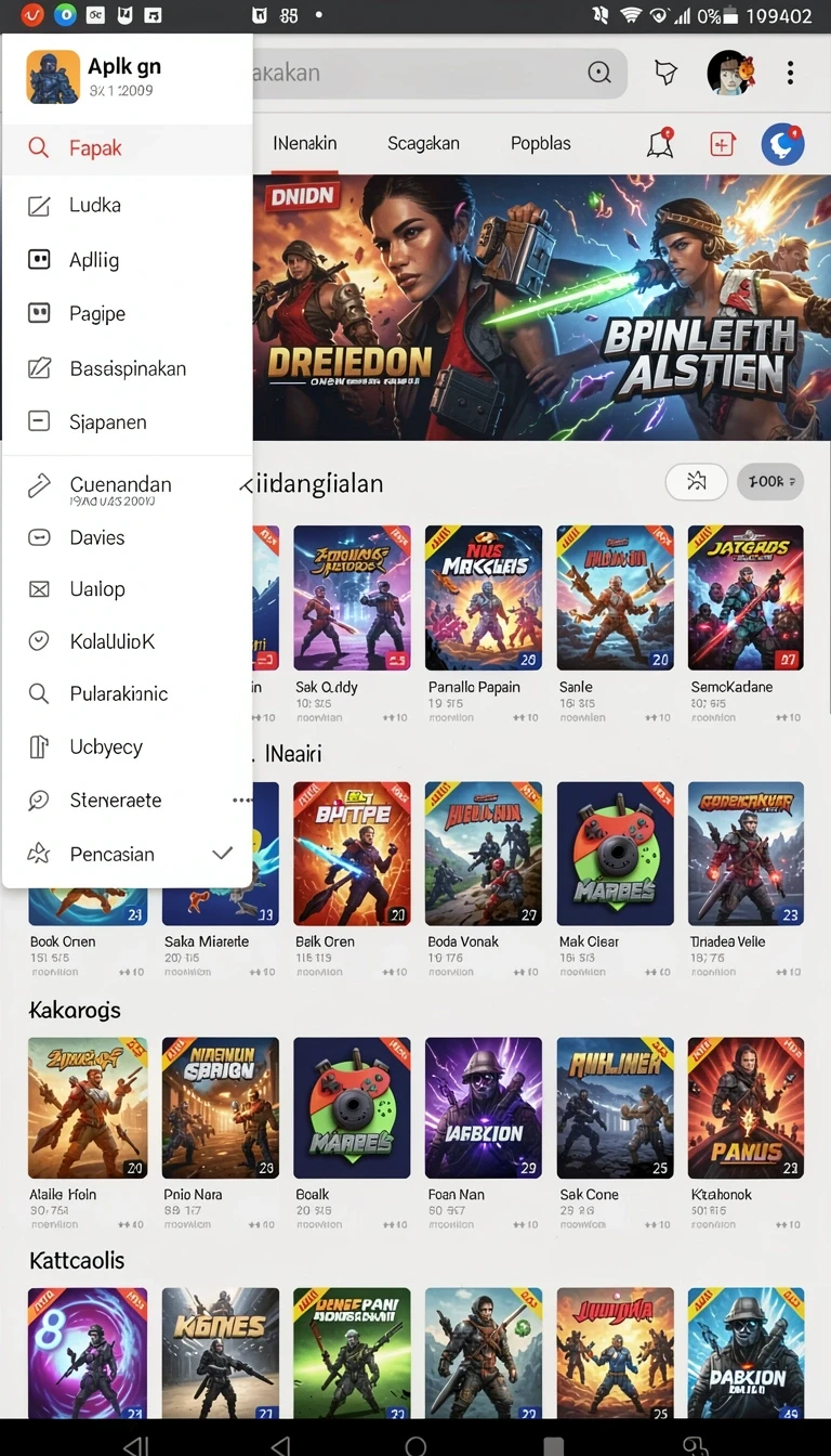 Cuplikan layar menu unduhan gila138 untuk perangkat Android